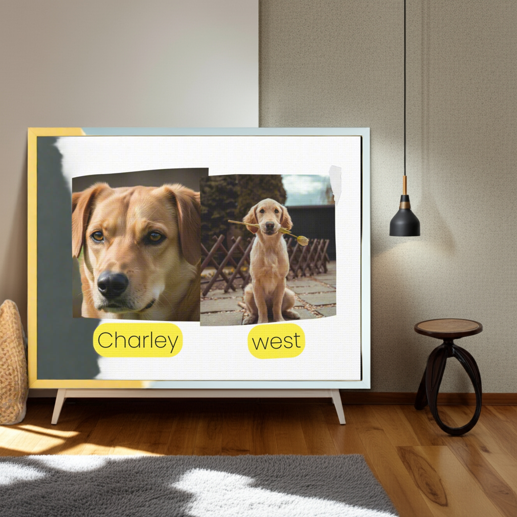 Custom Dog Canvas Portrait from Photo - Personalized Pet Wall Art Gift
